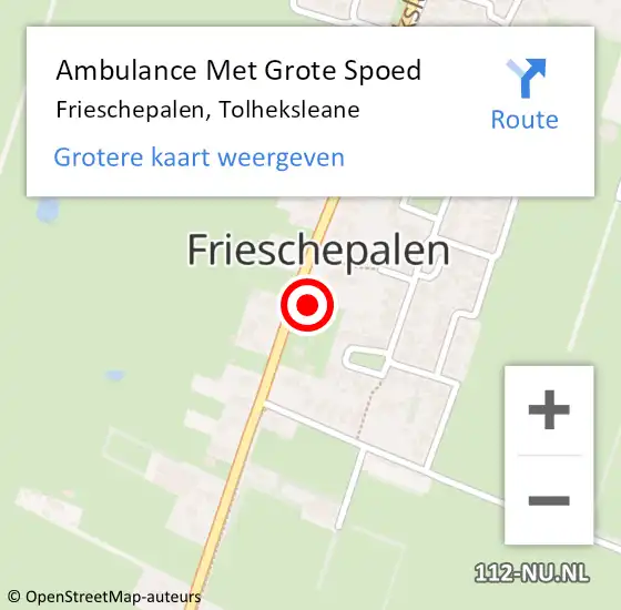 Locatie op kaart van de 112 melding: Ambulance Met Grote Spoed Naar Frieschepalen, Tolheksleane op 17 februari 2018 13:40