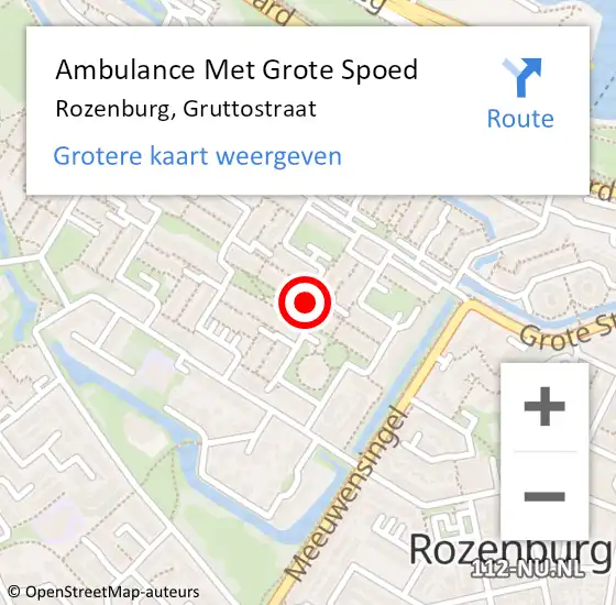 Locatie op kaart van de 112 melding: Ambulance Met Grote Spoed Naar Rozenburg, Gruttostraat op 17 februari 2018 13:44
