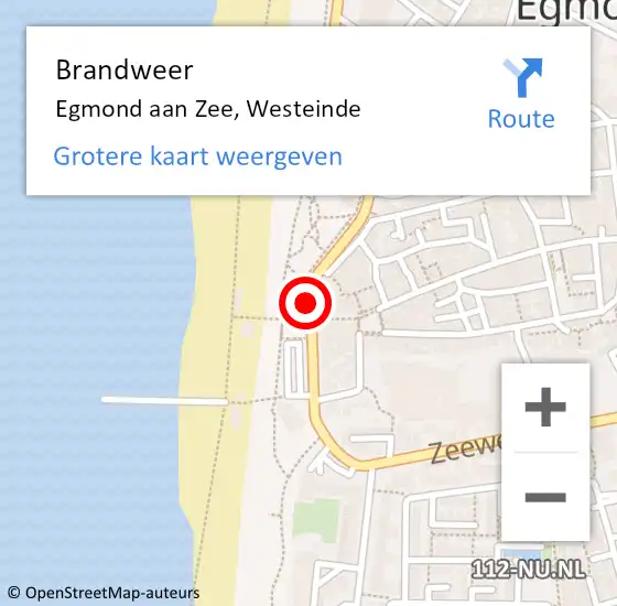 Locatie op kaart van de 112 melding: Brandweer Egmond aan Zee, Westeinde op 17 februari 2018 14:00
