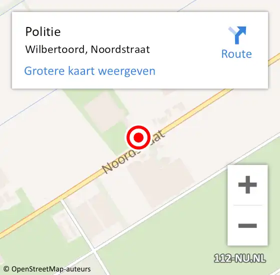 Locatie op kaart van de 112 melding: Politie Wilbertoord, Noordstraat op 17 februari 2018 18:08