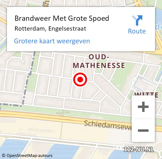 Locatie op kaart van de 112 melding: Brandweer Met Grote Spoed Naar Rotterdam, Engelsestraat op 17 februari 2018 18:17