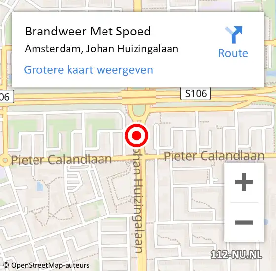 Locatie op kaart van de 112 melding: Brandweer Met Spoed Naar Amsterdam, Johan Huizingalaan op 17 februari 2018 18:19