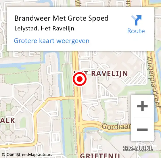 Locatie op kaart van de 112 melding: Brandweer Met Grote Spoed Naar Lelystad, Het Ravelijn op 17 februari 2018 18:30