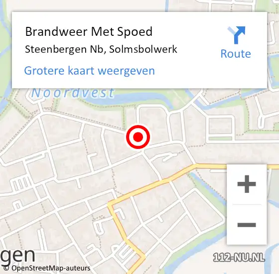 Locatie op kaart van de 112 melding: Brandweer Met Spoed Naar Steenbergen Nb, Solmsbolwerk op 17 februari 2018 18:31
