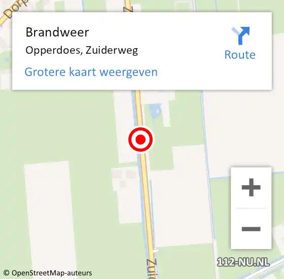 Locatie op kaart van de 112 melding: Brandweer Opperdoes, Zuiderweg op 17 februari 2018 18:33