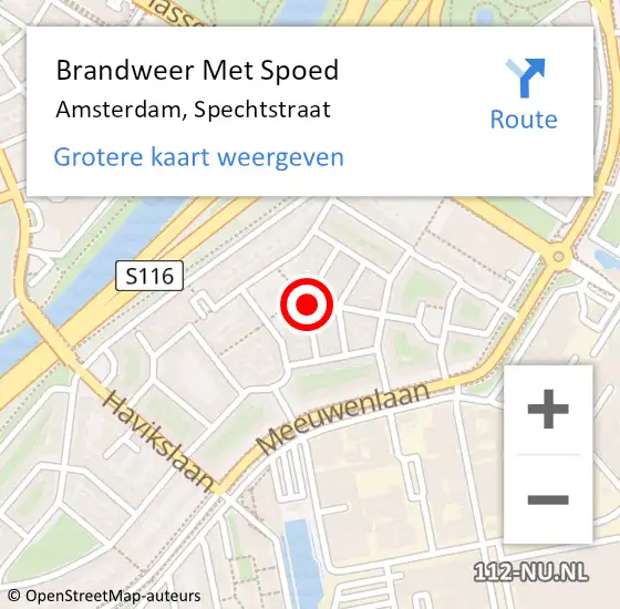 Locatie op kaart van de 112 melding: Brandweer Met Spoed Naar Amsterdam, Spechtstraat op 17 februari 2018 19:09