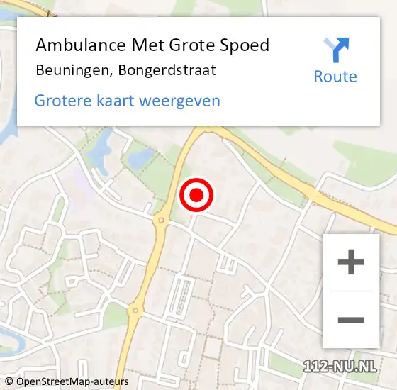 Locatie op kaart van de 112 melding: Ambulance Met Grote Spoed Naar Beuningen, Bongerdstraat op 17 februari 2018 19:17