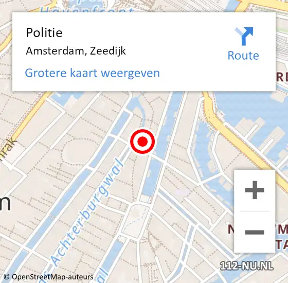 Locatie op kaart van de 112 melding: Politie Amsterdam, Zeedijk op 17 februari 2018 19:25