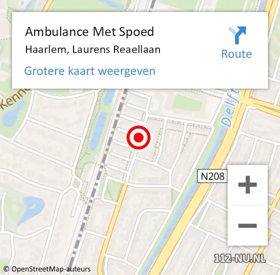 Locatie op kaart van de 112 melding: Ambulance Met Spoed Naar Haarlem, Laurens Reaellaan op 17 februari 2018 20:10