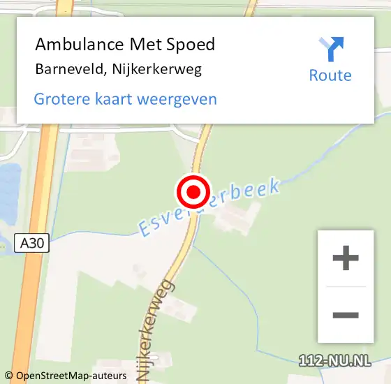 Locatie op kaart van de 112 melding: Ambulance Met Spoed Naar Barneveld, Nijkerkerweg op 17 februari 2018 20:11