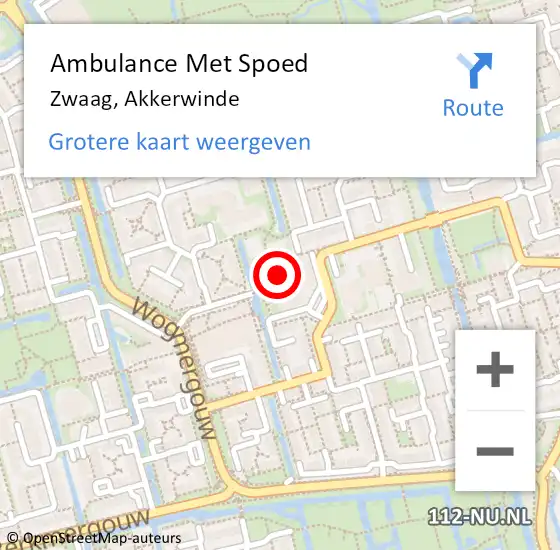Locatie op kaart van de 112 melding: Ambulance Met Spoed Naar Zwaag, Akkerwinde op 17 februari 2018 20:11