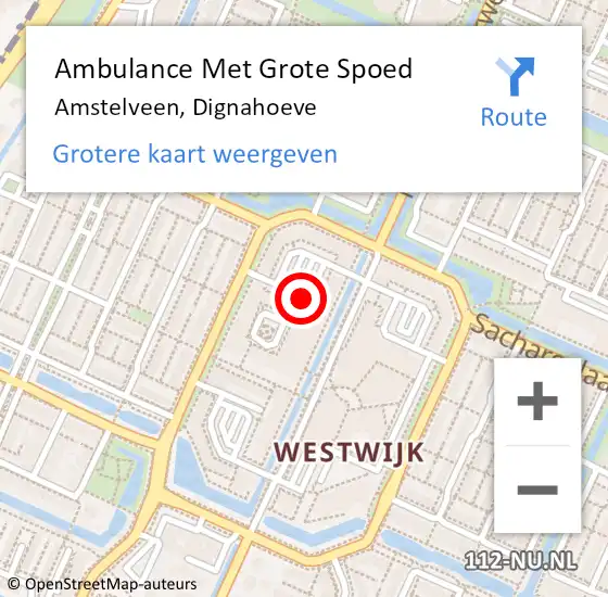 Locatie op kaart van de 112 melding: Ambulance Met Grote Spoed Naar Amstelveen, Dignahoeve op 17 februari 2018 20:11