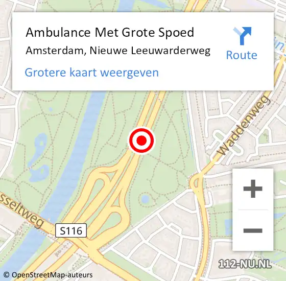 Locatie op kaart van de 112 melding: Ambulance Met Grote Spoed Naar Amsterdam, Nieuwe Leeuwarderweg op 17 februari 2018 20:16