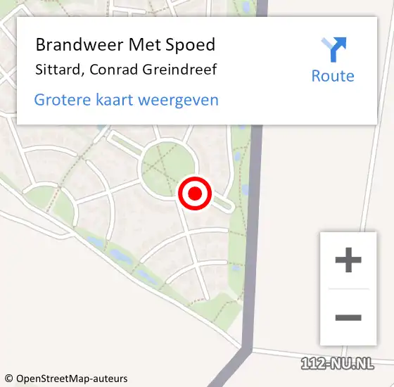 Locatie op kaart van de 112 melding: Brandweer Met Spoed Naar Sittard, Conrad Greindreef op 17 februari 2018 20:18