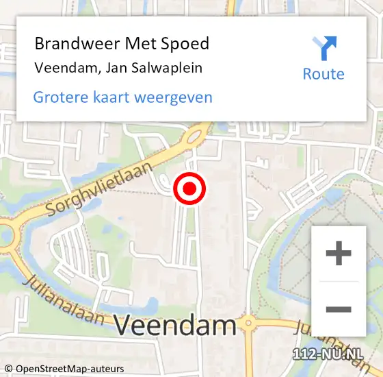 Locatie op kaart van de 112 melding: Brandweer Met Spoed Naar Veendam, Jan Salwaplein op 17 februari 2018 20:20
