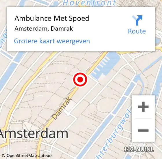 Locatie op kaart van de 112 melding: Ambulance Met Spoed Naar Amsterdam, Damrak op 17 februari 2018 20:26