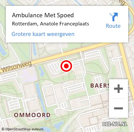 Locatie op kaart van de 112 melding: Ambulance Met Spoed Naar Rotterdam, Anatole Franceplaats op 17 februari 2018 20:26
