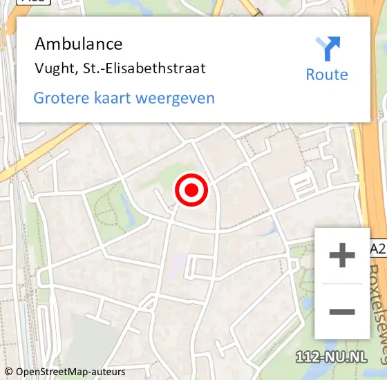 Locatie op kaart van de 112 melding: Ambulance Vught, St.-Elisabethstraat op 17 februari 2018 20:26