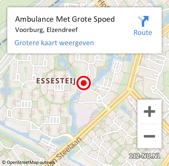 Locatie op kaart van de 112 melding: Ambulance Met Grote Spoed Naar Voorburg, Elzendreef op 17 februari 2018 21:06