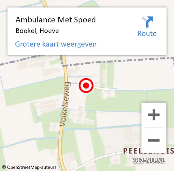 Locatie op kaart van de 112 melding: Ambulance Met Spoed Naar Boekel, Hoeve op 17 februari 2018 23:07