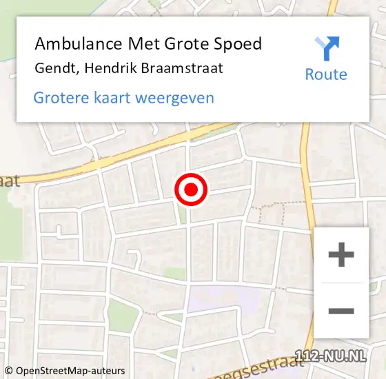Locatie op kaart van de 112 melding: Ambulance Met Grote Spoed Naar Gendt, Hendrik Braamstraat op 18 februari 2018 03:06
