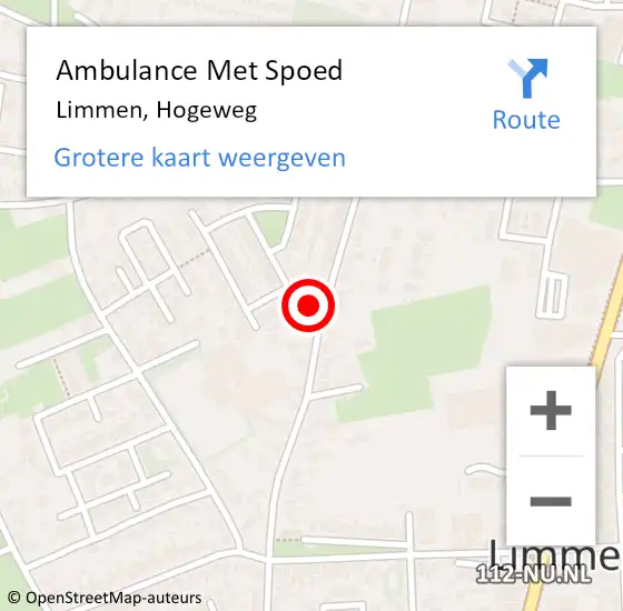 Locatie op kaart van de 112 melding: Ambulance Met Spoed Naar Limmen, Hogeweg op 18 februari 2018 08:32