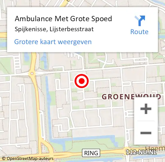 Locatie op kaart van de 112 melding: Ambulance Met Grote Spoed Naar Spijkenisse, Lijsterbesstraat op 18 februari 2018 09:03