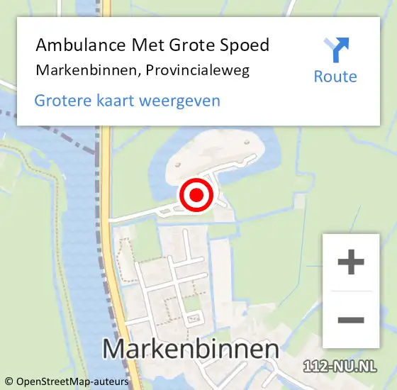 Locatie op kaart van de 112 melding: Ambulance Met Grote Spoed Naar Markenbinnen, Provincialeweg op 18 februari 2018 09:32