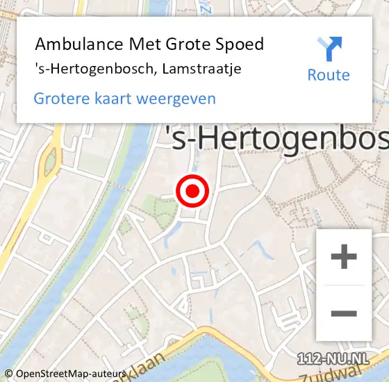 Locatie op kaart van de 112 melding: Ambulance Met Grote Spoed Naar 's-Hertogenbosch, Lamstraatje op 18 februari 2018 11:22