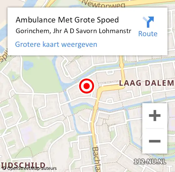 Locatie op kaart van de 112 melding: Ambulance Met Grote Spoed Naar Gorinchem, Jhr. Mr. A.F. de Savornin Lohmanstraat op 18 februari 2018 12:15