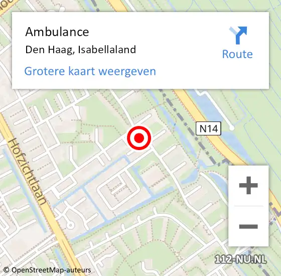 Locatie op kaart van de 112 melding: Ambulance Den Haag, Isabellaland op 18 februari 2018 12:34