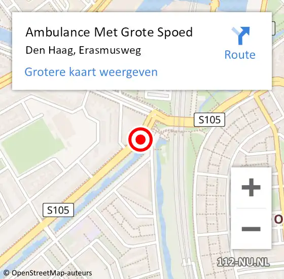 Locatie op kaart van de 112 melding: Ambulance Met Grote Spoed Naar Den Haag, Erasmusweg op 18 februari 2018 14:08
