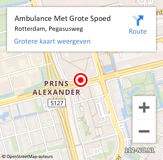 Locatie op kaart van de 112 melding: Ambulance Met Grote Spoed Naar Rotterdam, Pegasusweg op 18 februari 2018 17:34