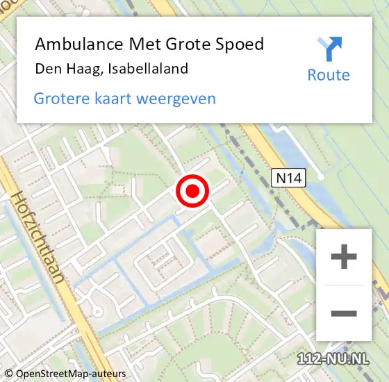Locatie op kaart van de 112 melding: Ambulance Met Grote Spoed Naar Den Haag, Isabellaland op 18 februari 2018 18:05