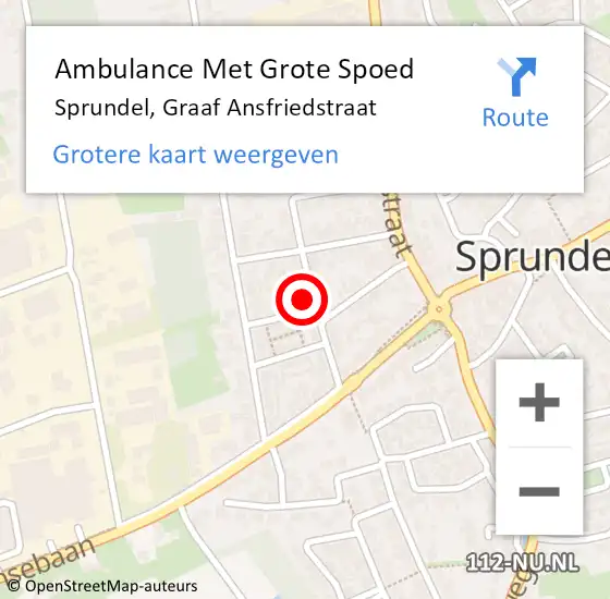 Locatie op kaart van de 112 melding: Ambulance Met Grote Spoed Naar Sprundel, Graaf Ansfriedstraat op 18 februari 2018 18:27