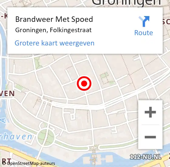 Locatie op kaart van de 112 melding: Brandweer Met Spoed Naar Groningen, Folkingestraat op 18 februari 2018 18:41