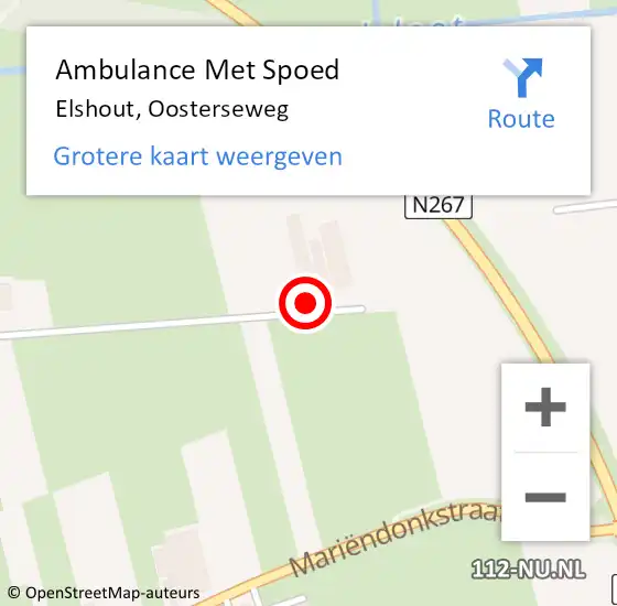 Locatie op kaart van de 112 melding: Ambulance Met Spoed Naar Elshout, Oosterseweg op 18 februari 2018 20:56