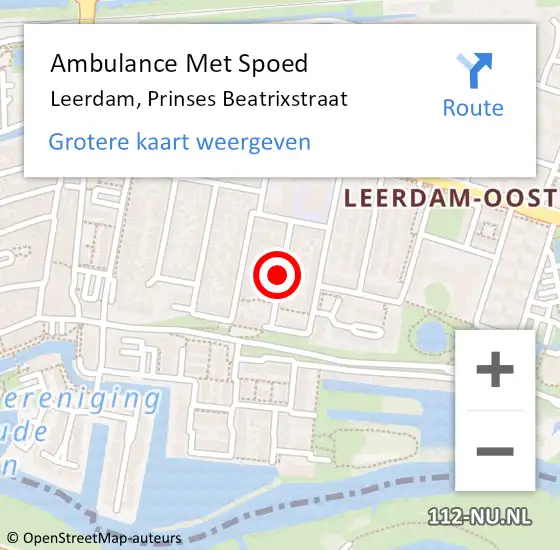 Locatie op kaart van de 112 melding: Ambulance Met Spoed Naar Leerdam, Prinses Beatrixstraat op 18 februari 2018 23:12