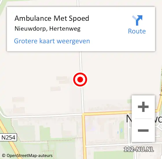 Locatie op kaart van de 112 melding: Ambulance Met Spoed Naar Nieuwdorp, Hertenweg op 19 februari 2018 01:43