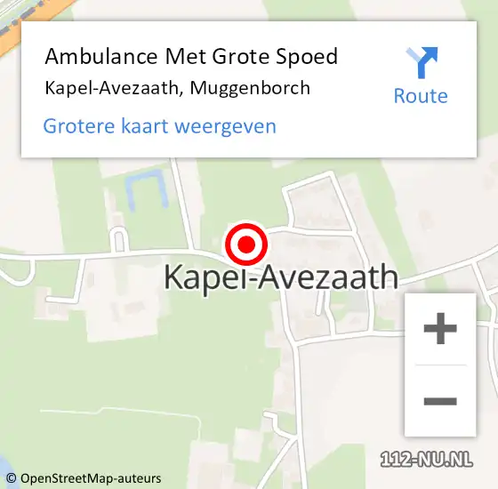 Locatie op kaart van de 112 melding: Ambulance Met Grote Spoed Naar Kapel-Avezaath, Muggenborch op 19 februari 2018 02:18