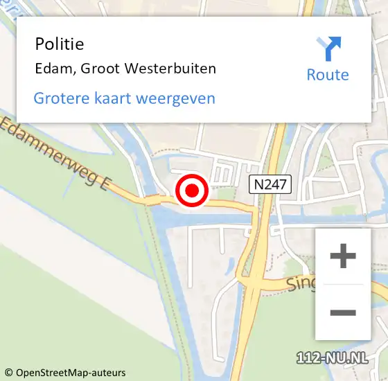Locatie op kaart van de 112 melding: Politie Edam, Groot Westerbuiten op 19 februari 2018 16:08