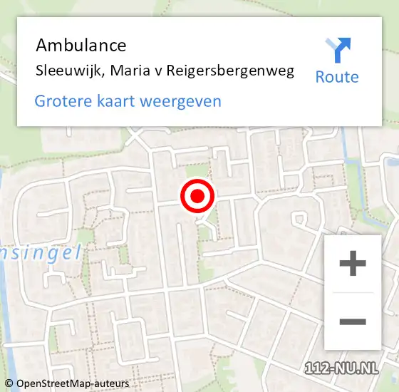 Locatie op kaart van de 112 melding: Ambulance Sleeuwijk, Maria v Reigersbergenweg op 19 februari 2018 17:03