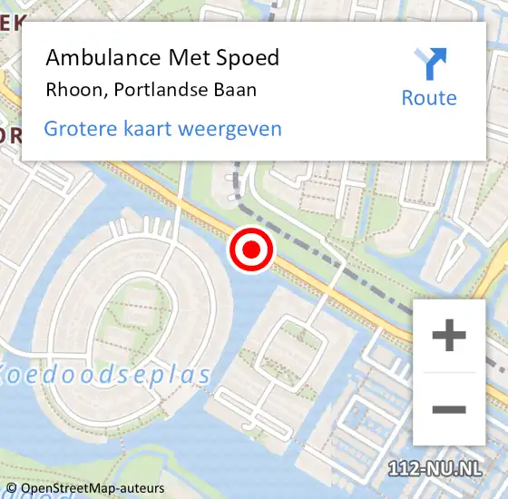 Locatie op kaart van de 112 melding: Ambulance Met Spoed Naar Rhoon, Portlandse Baan op 19 februari 2018 18:56
