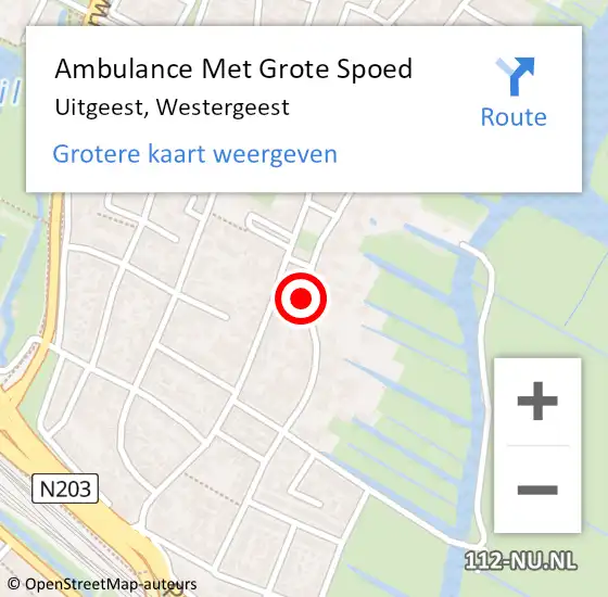 Locatie op kaart van de 112 melding: Ambulance Met Grote Spoed Naar Uitgeest, Westergeest op 19 februari 2018 20:26