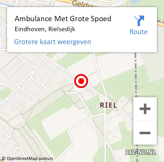 Locatie op kaart van de 112 melding: Ambulance Met Grote Spoed Naar Eindhoven, Rielsedijk op 19 februari 2018 20:28