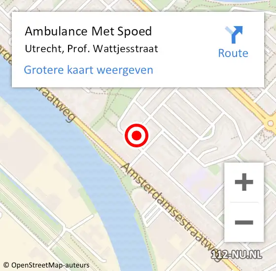 Locatie op kaart van de 112 melding: Ambulance Met Spoed Naar Utrecht, Prof. Wattjesstraat op 19 februari 2018 23:00