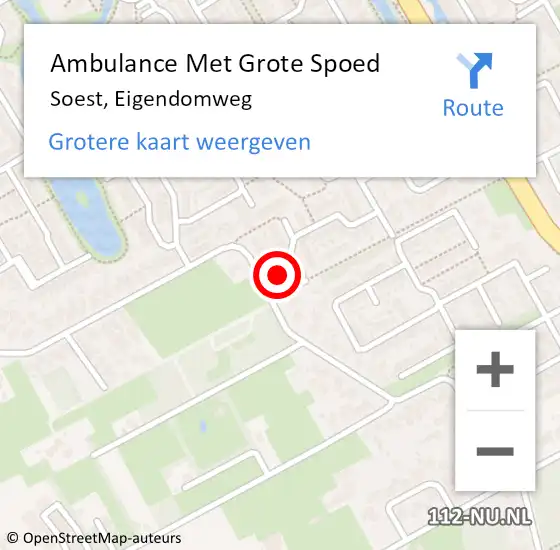 Locatie op kaart van de 112 melding: Ambulance Met Grote Spoed Naar Soest, Eigendomweg op 19 februari 2018 23:24