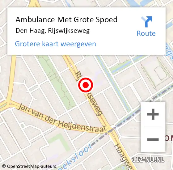 Locatie op kaart van de 112 melding: Ambulance Met Grote Spoed Naar Den Haag, Rijswijkseweg op 20 februari 2018 00:57