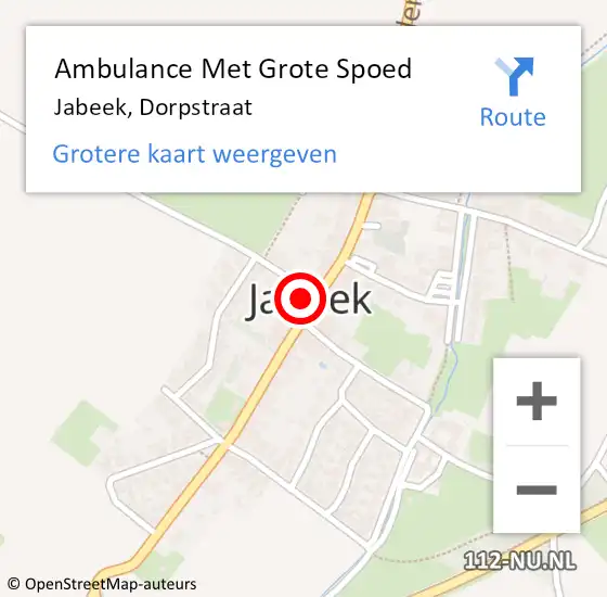Locatie op kaart van de 112 melding: Ambulance Met Grote Spoed Naar Jabeek, Dorpstraat op 16 februari 2014 20:55