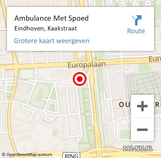 Locatie op kaart van de 112 melding: Ambulance Met Spoed Naar Eindhoven, Kaakstraat op 20 februari 2018 10:24